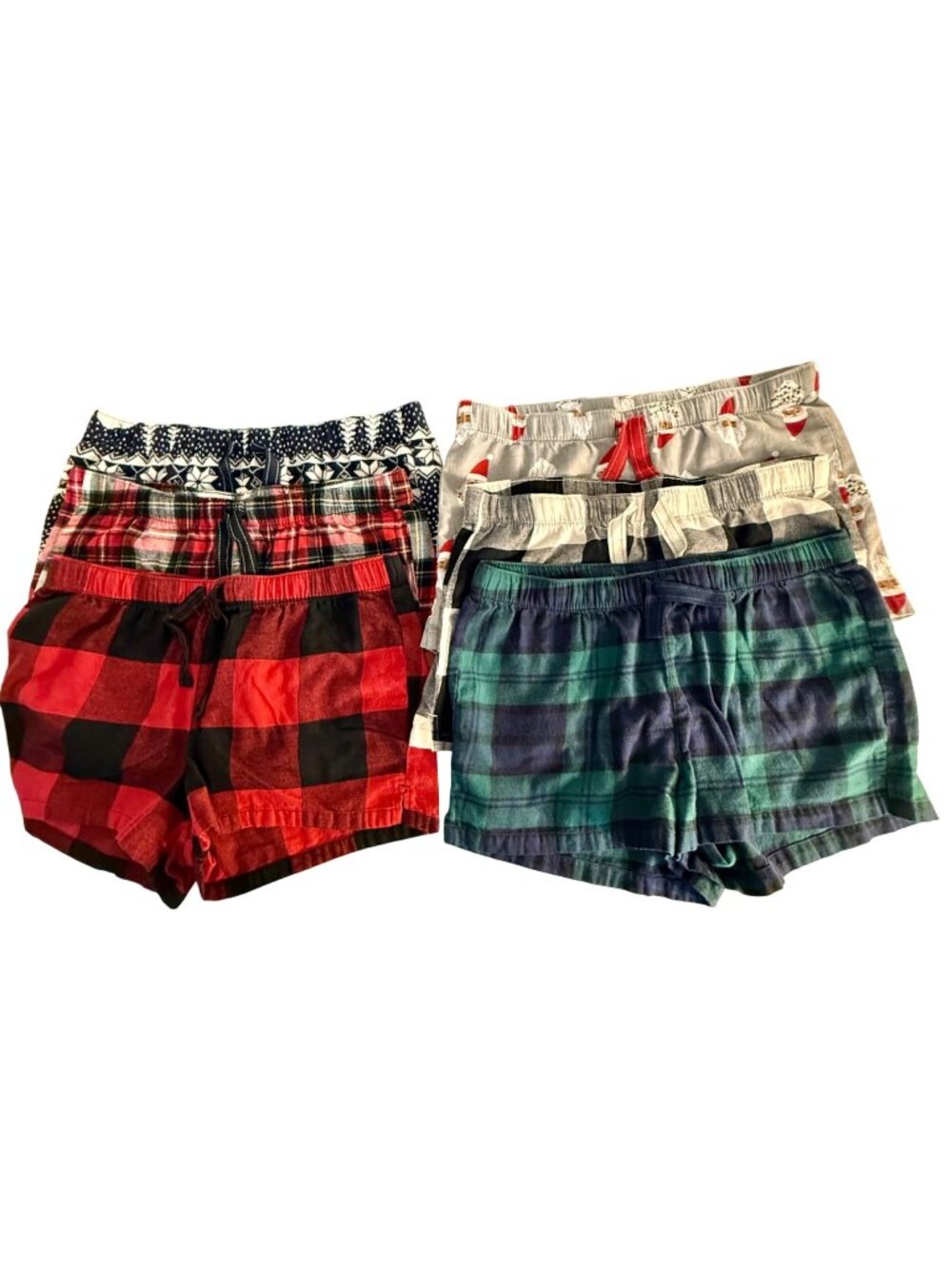 Old Navy Womens Flannel Sleep Shorts Bundle of 6 Size Large Winter Plaid Prints